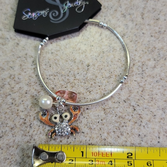 🦀 Crab Bracelet silver tone/Coral &pearl - Picture 5 of 8